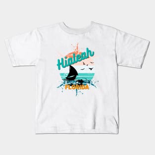 Hialeah Florida Retro Vintage Exploding Sunset Kids T-Shirt